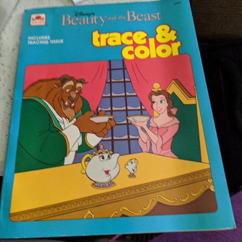 BEAUTY AND THE BEAST TRACE AND COLOR BOOK UNUSED