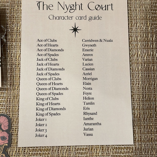 Elithien The Nyght Court cards, stickers, and pin