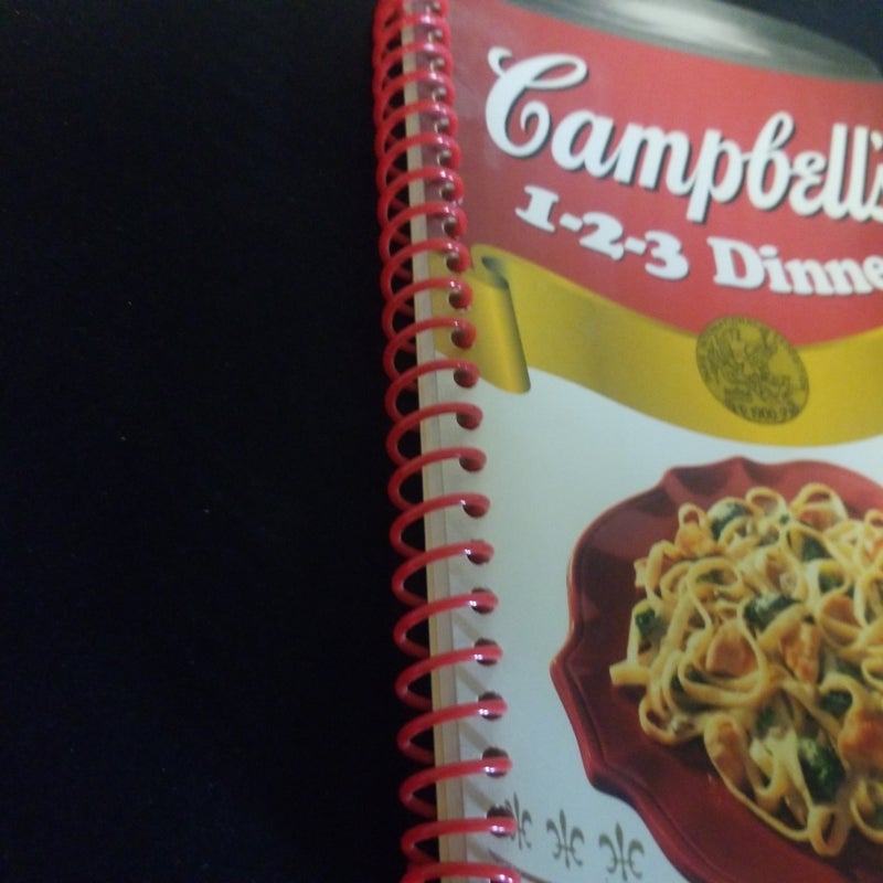 Campbell's 1-2-3 Dinners cookbook shaped like a soup can by