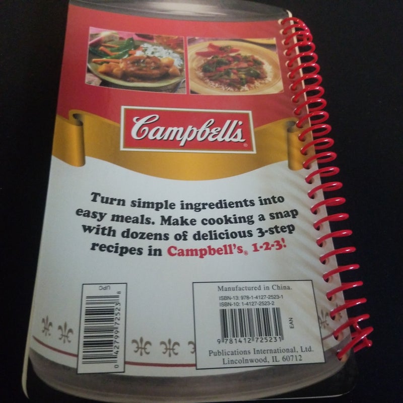 Campbell's 1-2-3 Dinners cookbook shaped like a soup can by