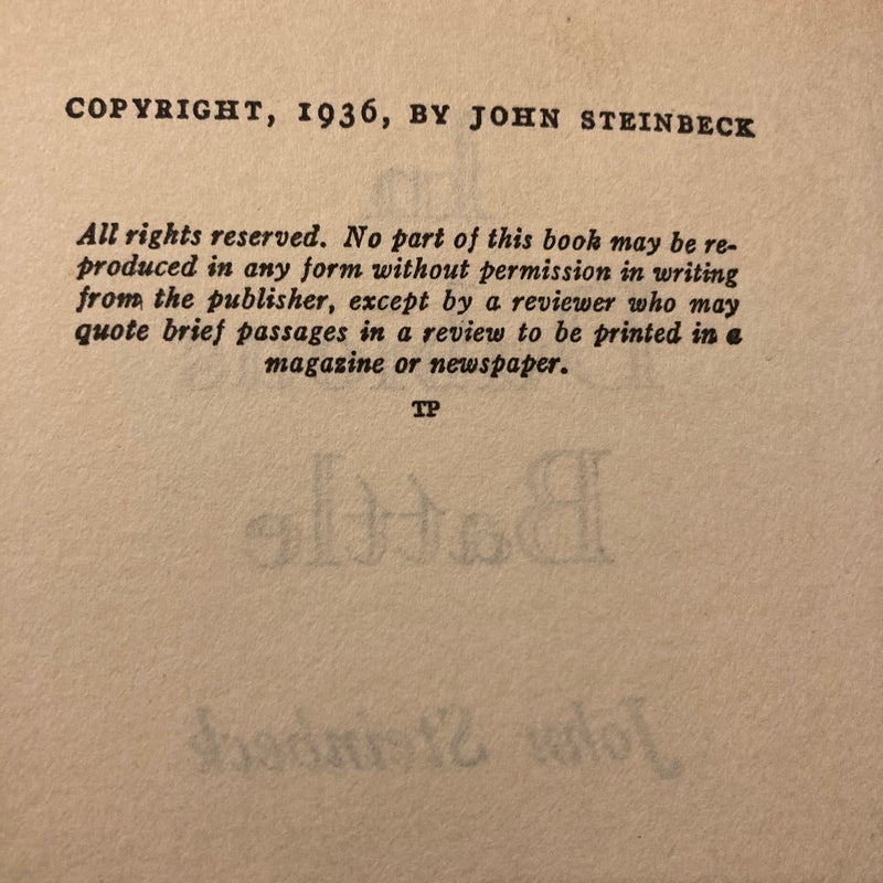In Dubious Battle - Steinbeck - COLLIER - 1936