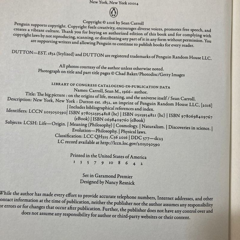 The Big Picture: On the Origins of Life, Meaning, and the Universe Itself:  Carroll, Sean: 9781101984253: : Books