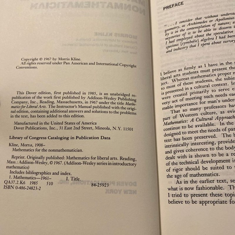 Mathematics for the Nonmathematician