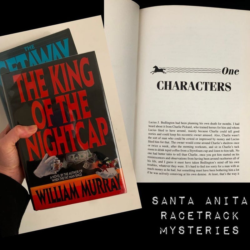 Getaway Blues & King of the Nightcap by William Murray Horse Track Horse Race Mystery~ Double First Edition Hardcovers 