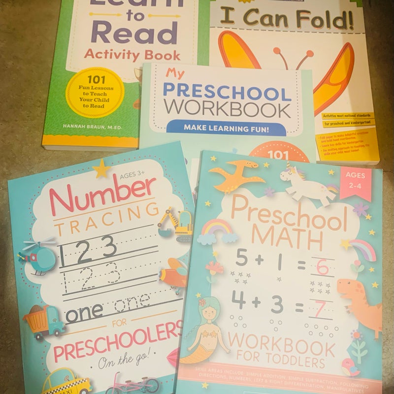 Brand New!! Lot of 5 Preschool Workbooks. 