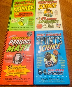 Set of 4 Kids Science & Math Experiment & Math Challenge Hardcovers 