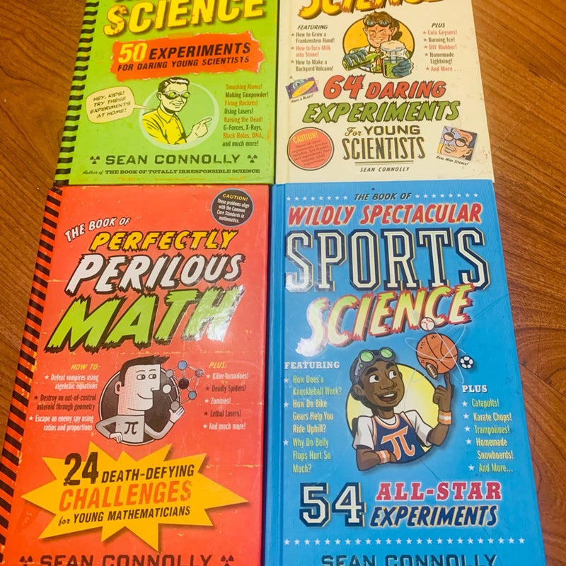Set of 4 Kids Science & Math Experiment & Math Challenge Hardcovers 