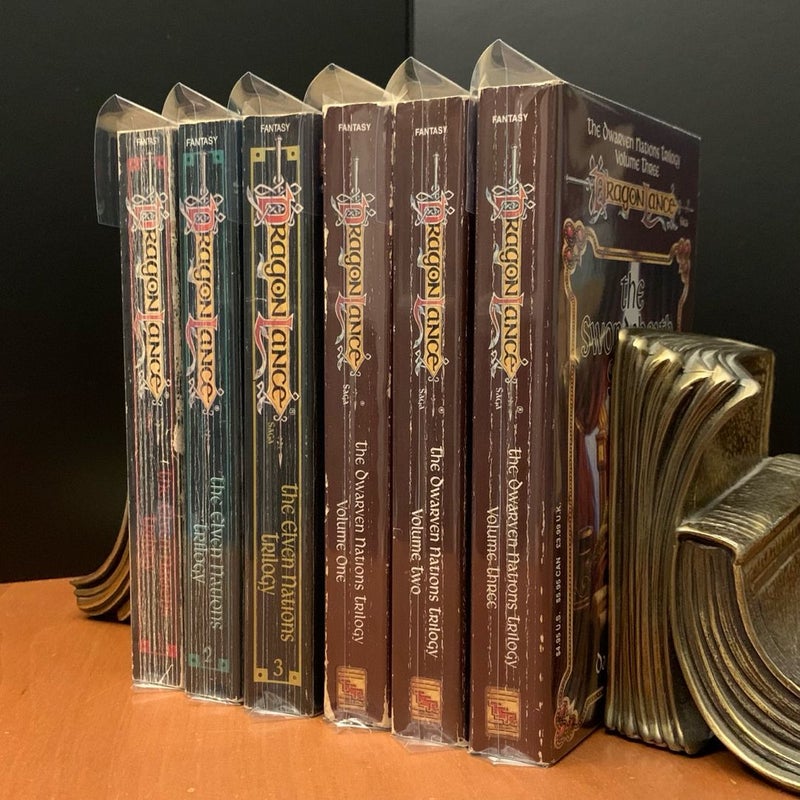 Vintage 1991 First Edition DragonLance: Complete Elven Nations & Dwarven Nations Trilogy Set: Firstborn, The Kinslayer Wars, The Qualinesti, The Covenant of the Forge, Hammer and Axe, The Swordsheath Scroll