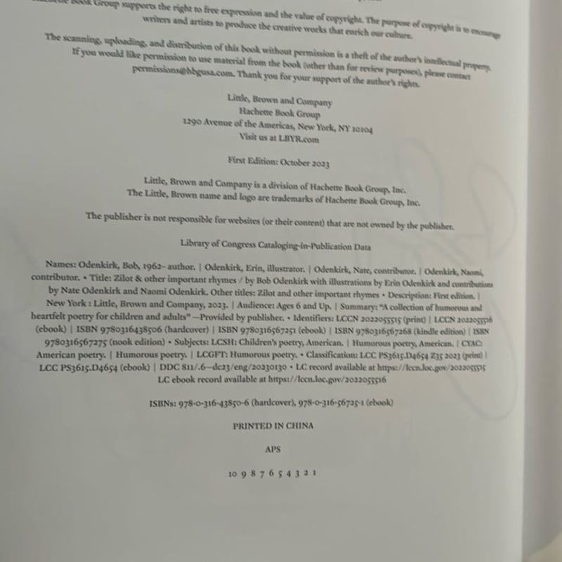 Zilot and Other Important Rhymes