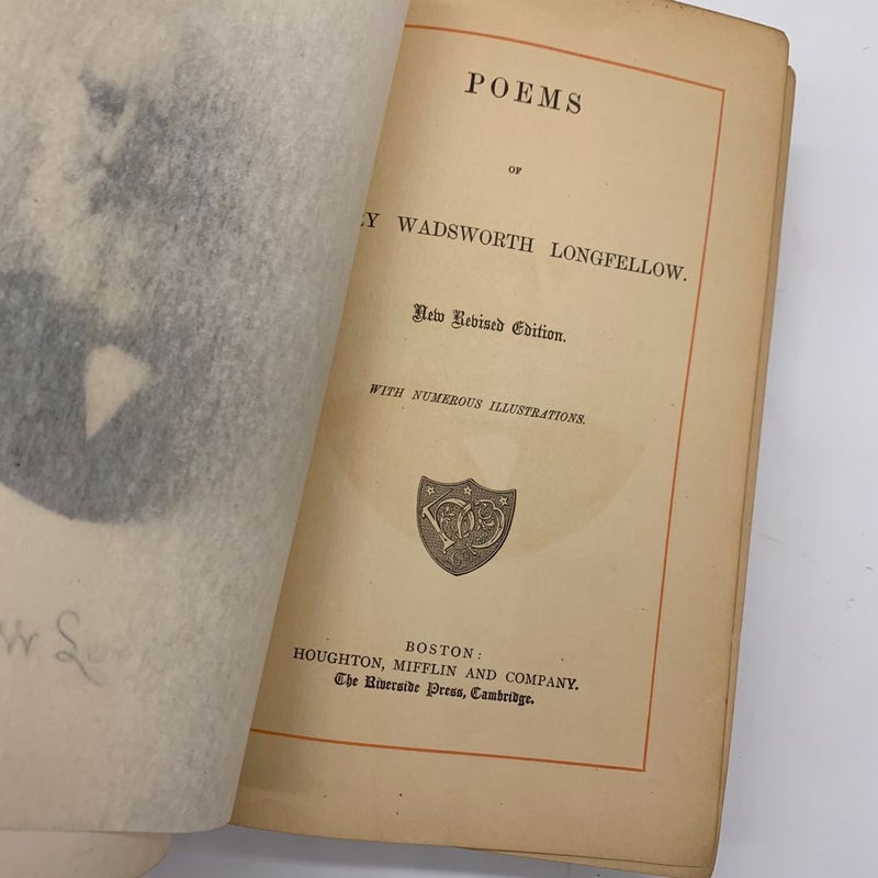 Antique 1883 Longfellow Poems Illustrated Houghton, Mifflin and Company 