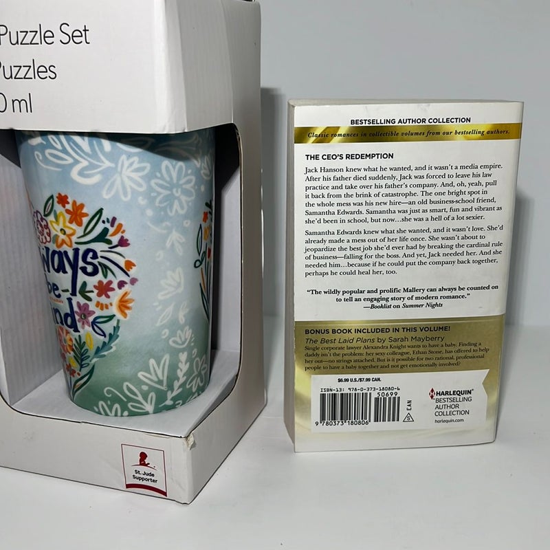 NEW!!! Evergreen Ceramic Tumbler and Puzzle Set plus Prodigal Son  (Book1) & Bonus Book- Best Laid Plans 