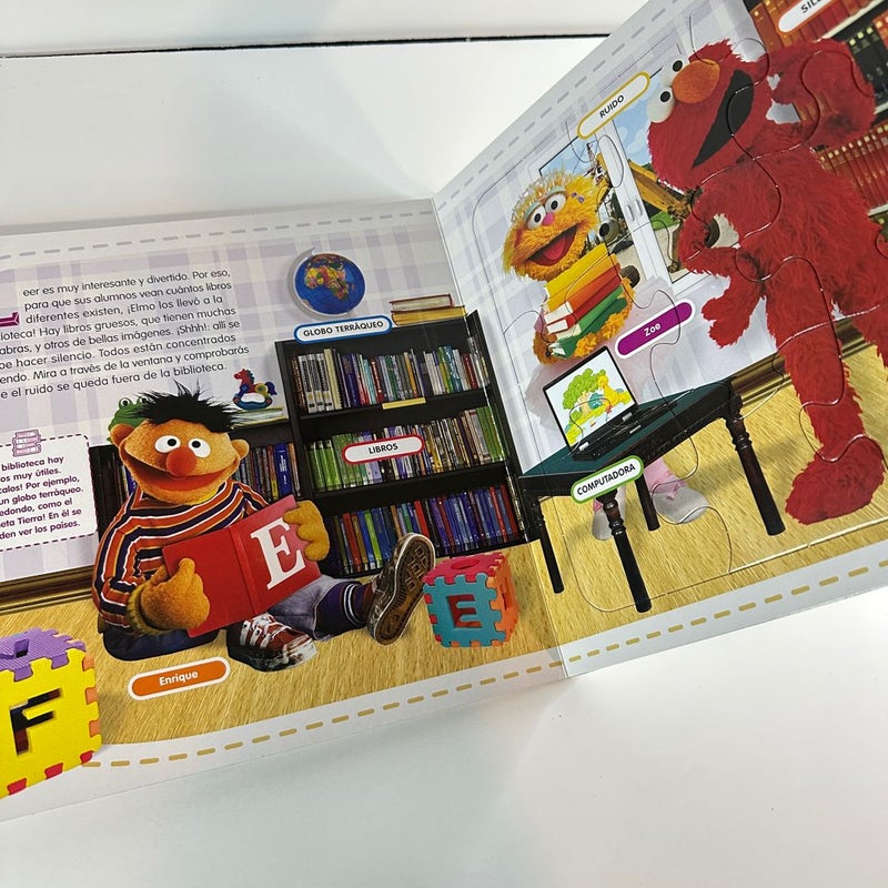 Spanish Plaza Sesamo Los oficios de Elmo Sera Maestro with Puzzles