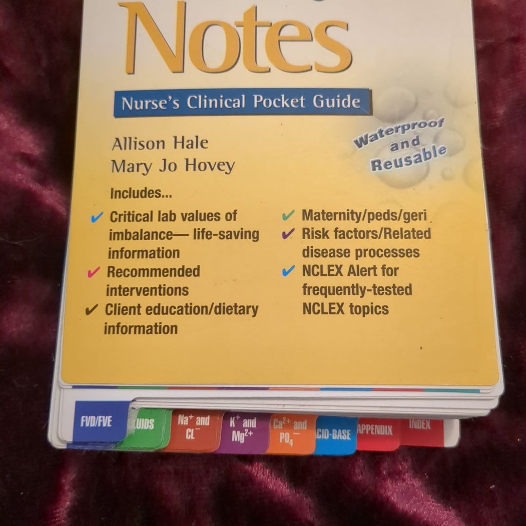 Fluid And Electrolyte Notes By Allison Hale, Paperback | Pangobooks