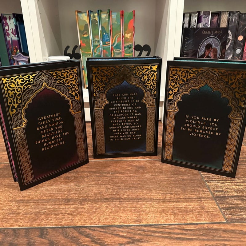 The Daevabad Trilogy bookishbox exclusive the city of brace the kingdom of copper, the empire of gold 