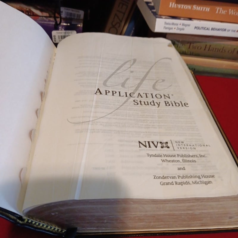 Life Application Study Bible grain Leather cover NIV 