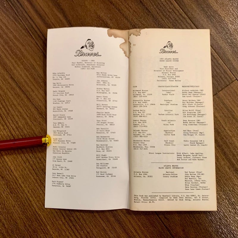 1985 Atlanta Braves Organizational Record Book