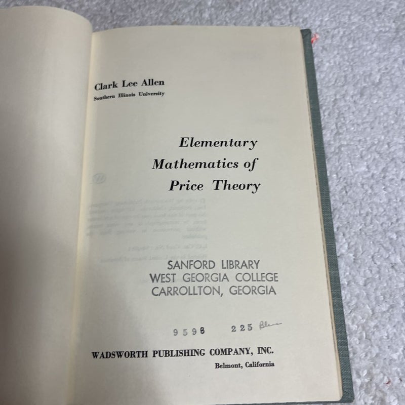 Elementary Mathematics of price theory 