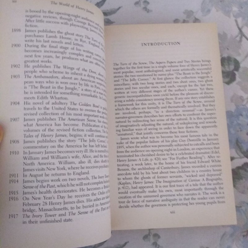 The Turn of the Screw, the Aspern Papers and Two Stories