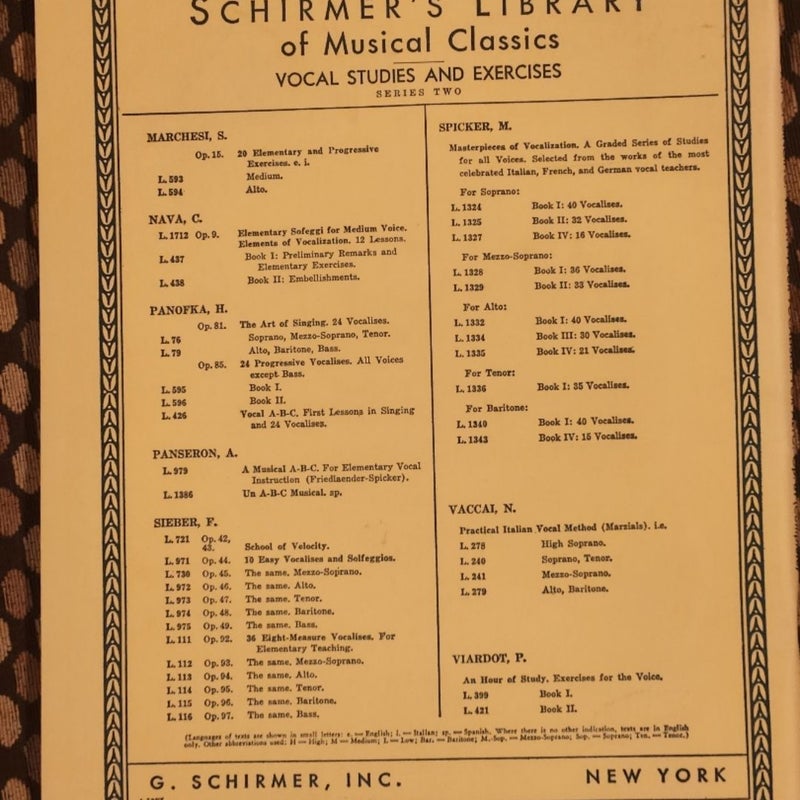 Schirmer's Library of Musical Classics, vintage sheet music