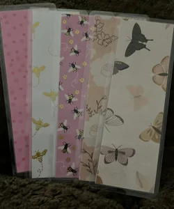 New 5 double sided laminated bookmark butterfly bee flower