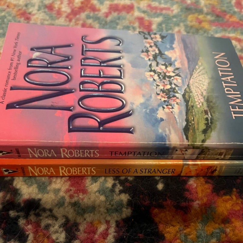 Lot of 2 Nora Roberts  Romance Novels PBs GOOD Temptation, Less Of A Stranger