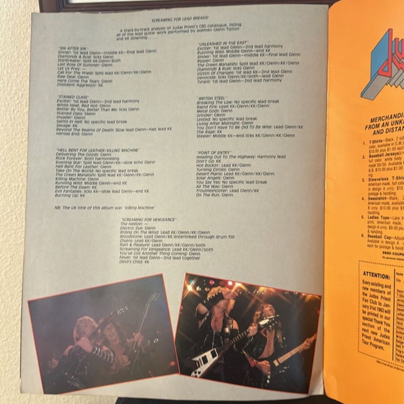 Judas Priest 1983 World Vengeance Original Concert Tour Book Rob Halford