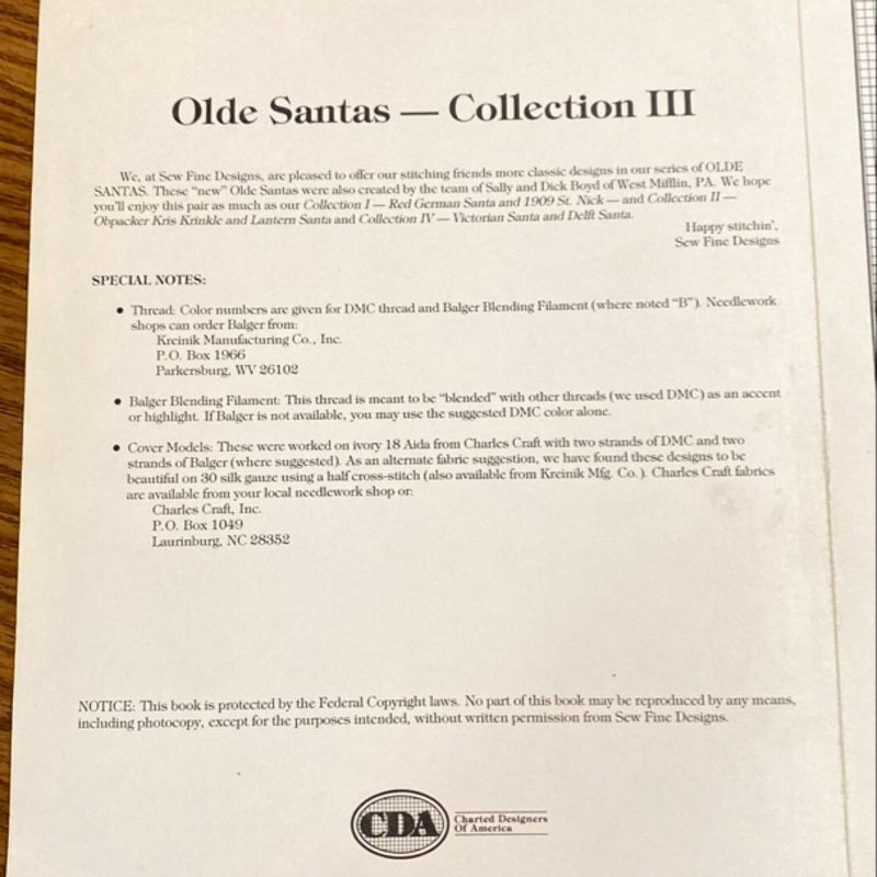 Olde Santas Collection lll Crosstitch Patterns