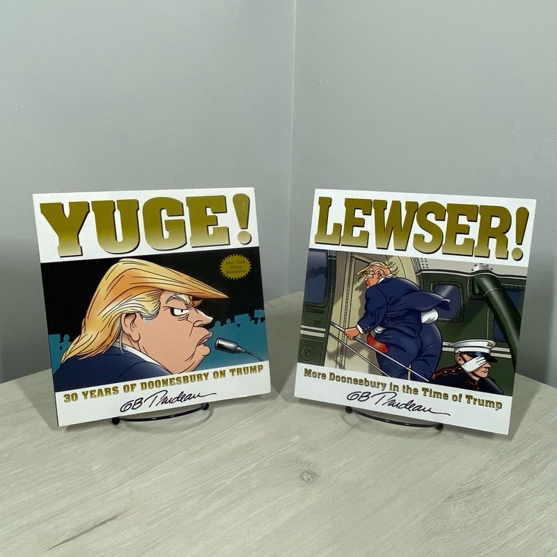 Set of Two (2) Doonesbury IN THE TIME OF TRUMP (Lewser! Yuge!) 