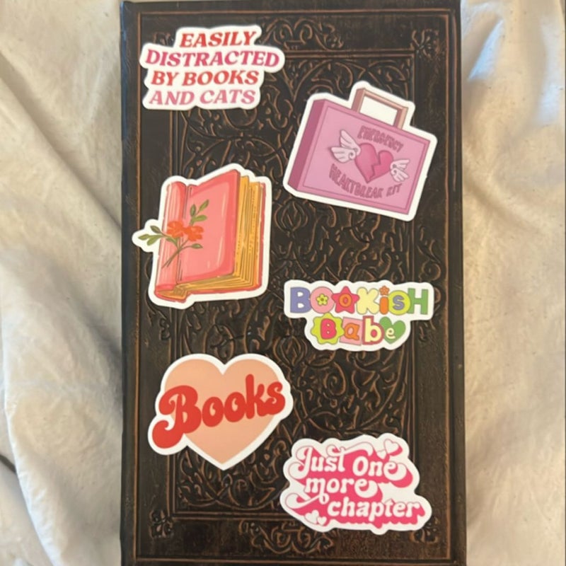 Six Pink Bookish Stickers