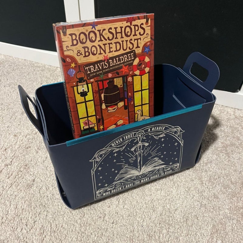 Bookshops and Bonedust book and storage bin from Bookish Box