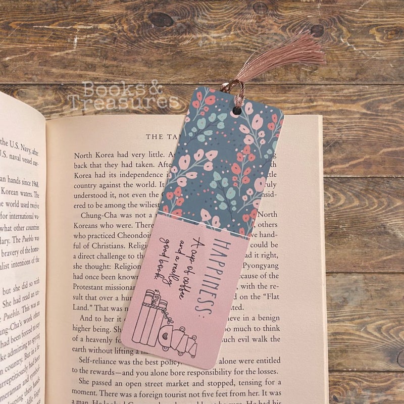 Happiness is Coffee & Books Metal Bookmark Handmade
