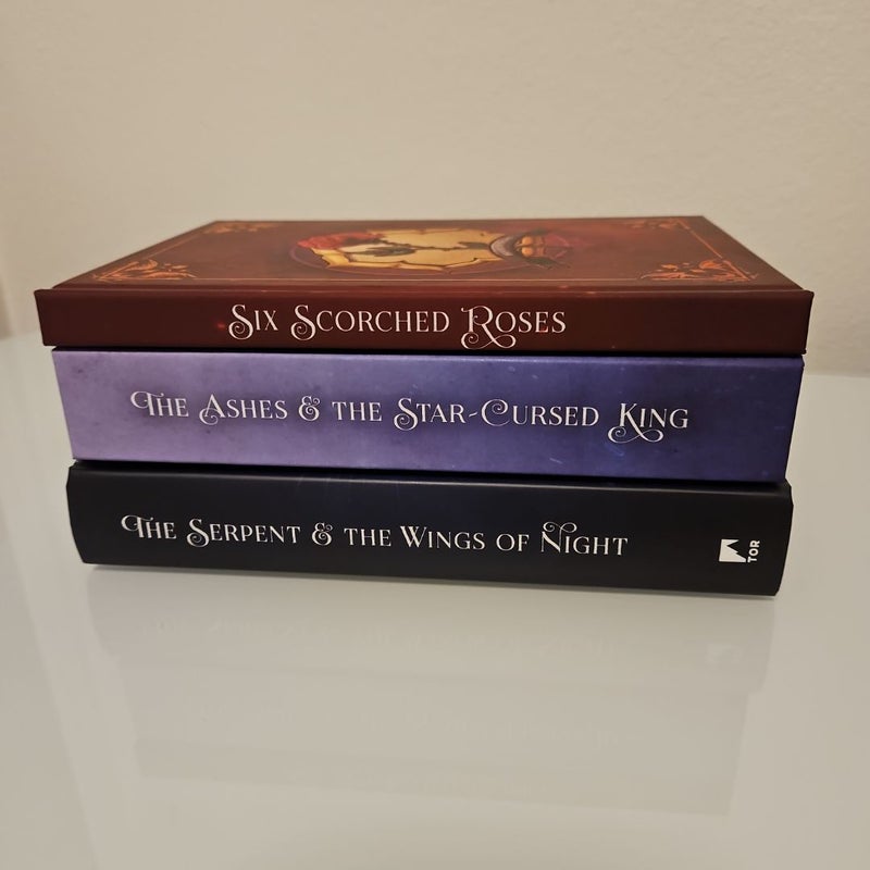 Indie Editions of Ashes of Star Cursed King/Six Scorched Roses and UK Edition of Serpent & Wings of Night