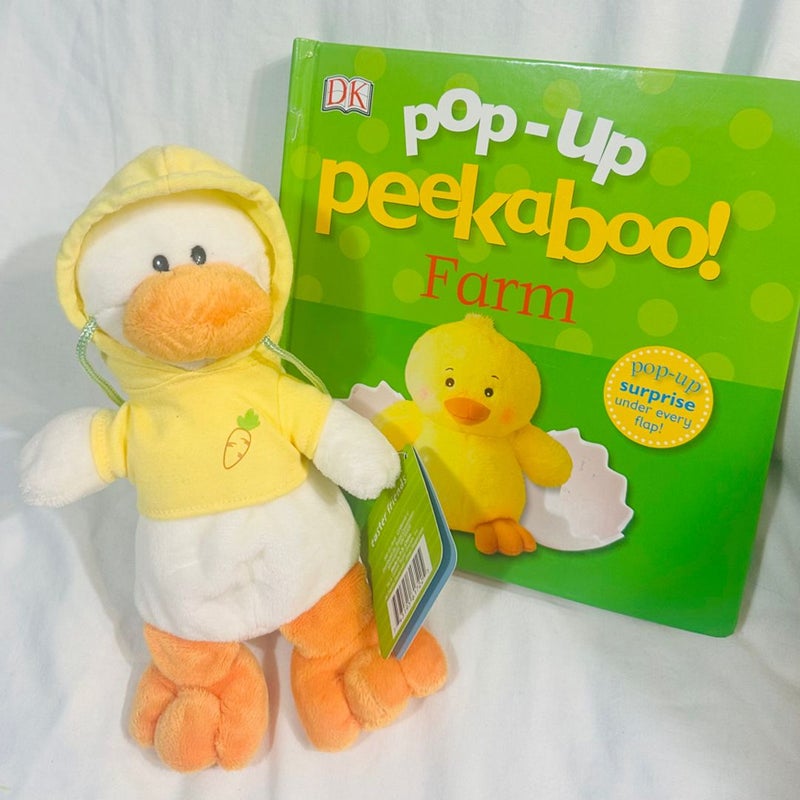 DK Pop-Up Peekaboo Farm Board Book & NWT Plush Duck