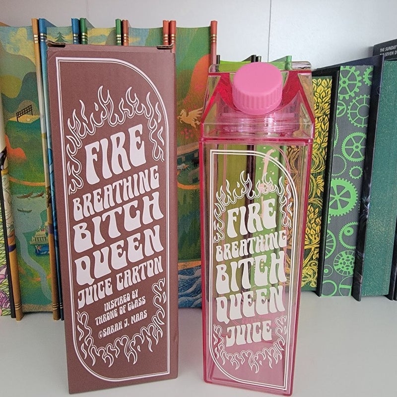 Bookish Box Throne of Glass "Fire Breathing Bitch Queen" Juice Carton 