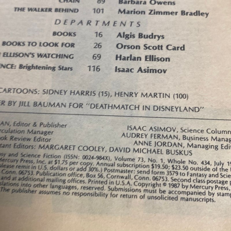 Fantasy & Science Fiction July 1987