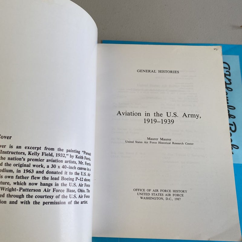 Aviation in the U. S. Army, 1919-1939