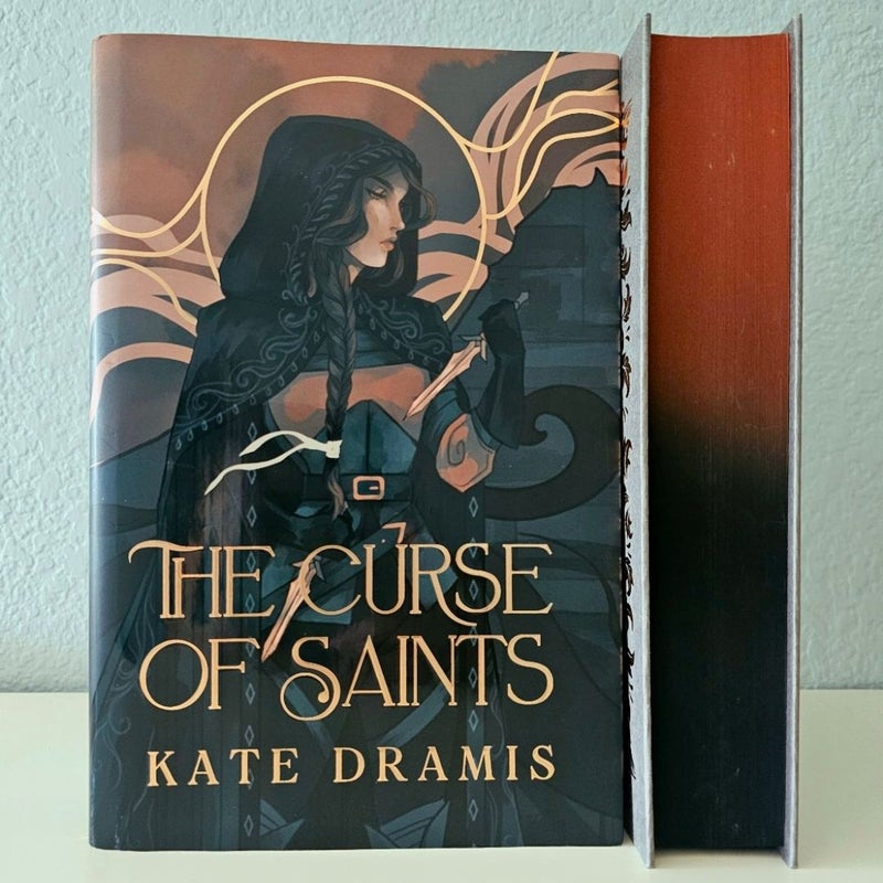 The Curse of Saints SIGNED by Kate Dramis Fairyloot Special Edition Sprayed Edge Endpaper Art