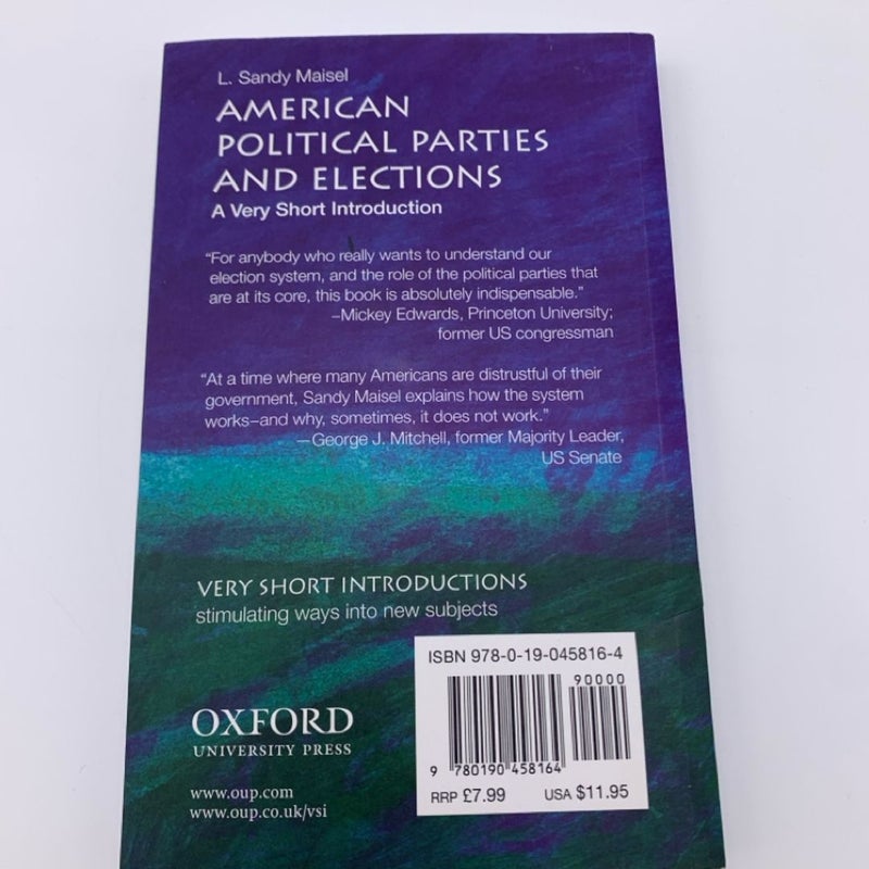 American Political Parties and Elections: a Very Short Introduction