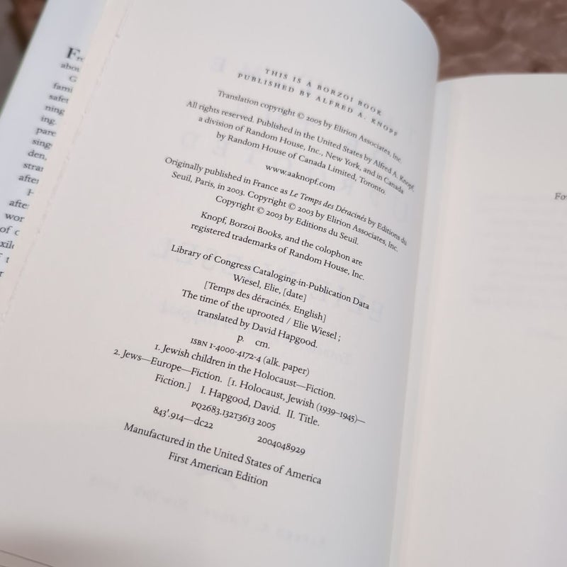 The Time of the Uprooted FIRST AMERICAN EDITION (deckled pages)