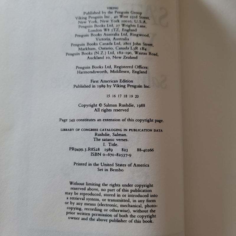 The Satanic Verses (First Edition)