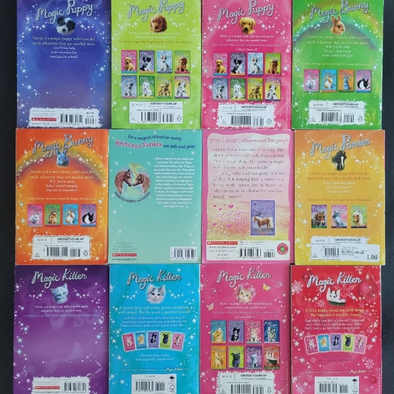 MAGIC PUPPY PONY BUNNY KITTEN VINTAGE LOT SCHOLASTIC BOOKS SUE BENTLEY WITH POSTER