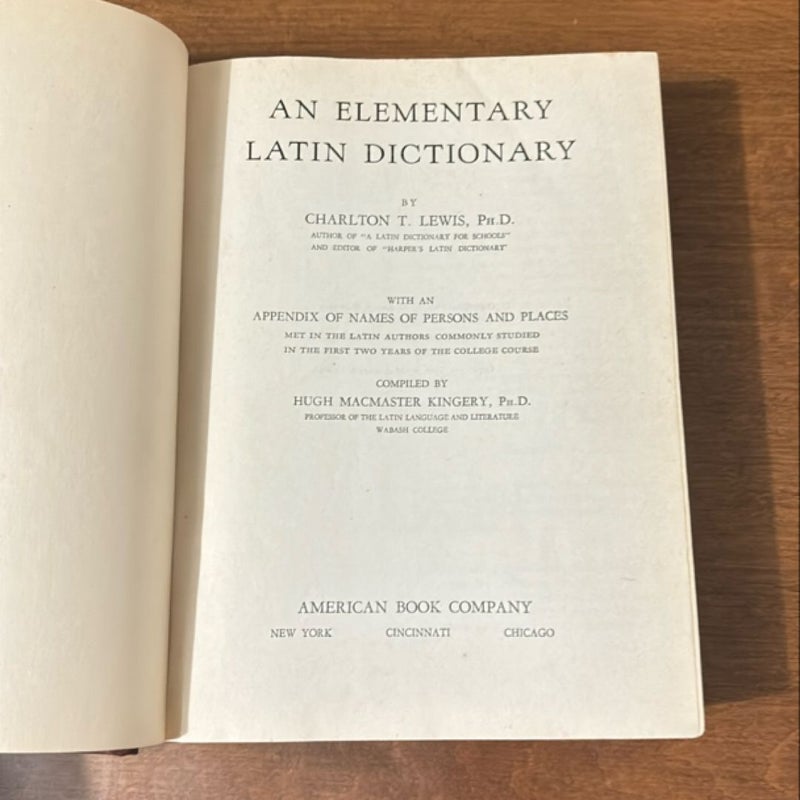 An elementary latin dictionary by charlton d. lewis , Ph.D.