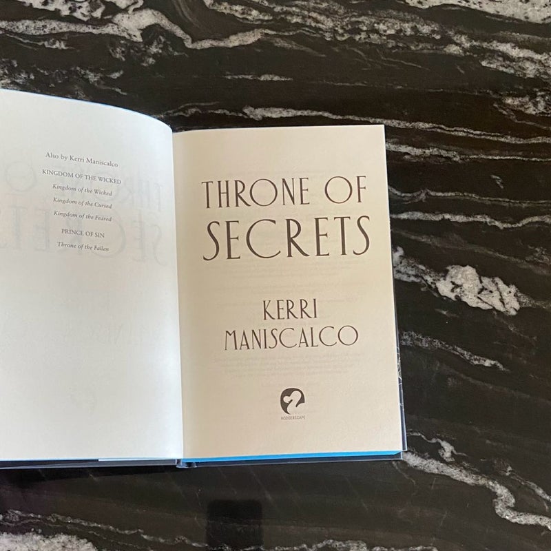 Waterstones Throne of Secrets sprayed edges hardback