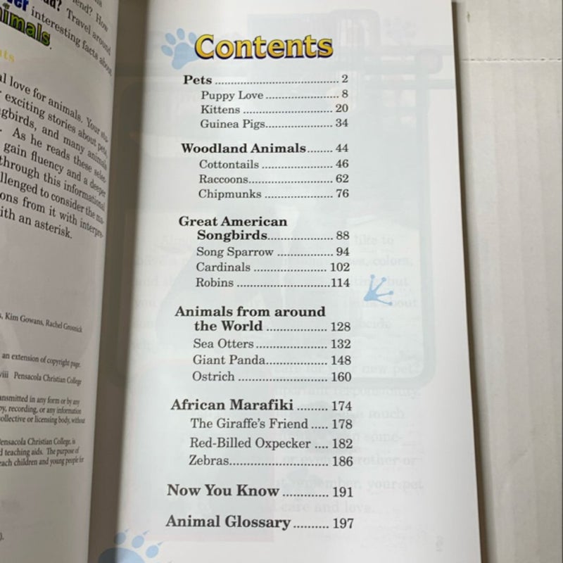 Abeka All Kinds of Animals Reader Grade 2