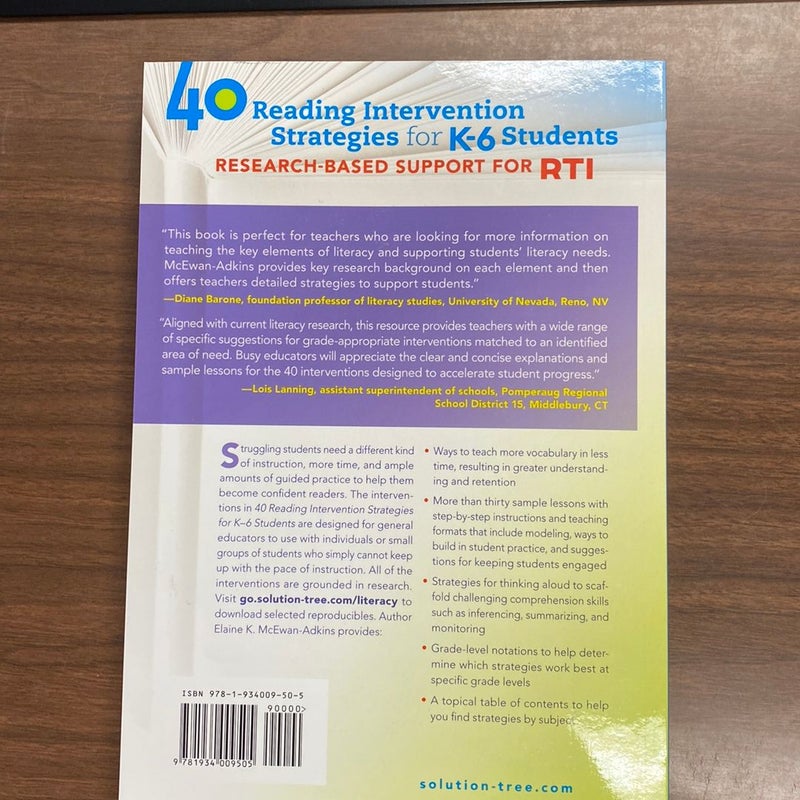 40 Reading Intervention Strategies for K6 Students