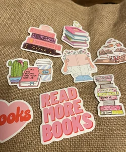 Pink Bookish Sticker Bundle (8)