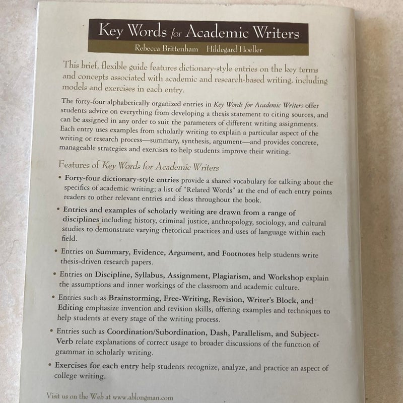 Key Words for Academic Writers