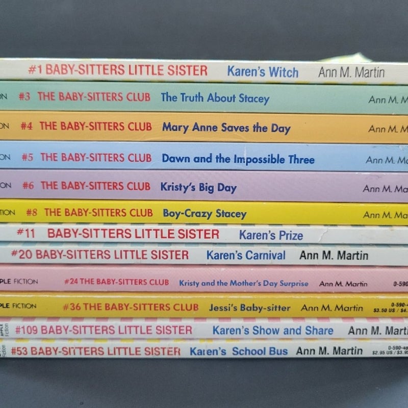 
THE BABYSITTERS CLUB VINTAGE 1980s SET OF 12 BOOKS ANN. M. MARTIN MIXED COVERS
