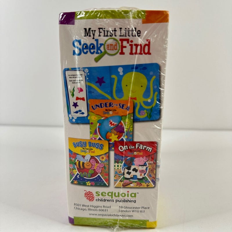 My First Little Seek and Find book box, 3 books Farm, Bugs and Sea, NEW