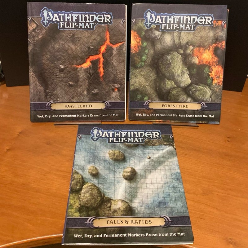 Pathfinder Flip-Mat Lot: Wasteland, Forest Fire, Falls & Rapids READ DESCRIPTION